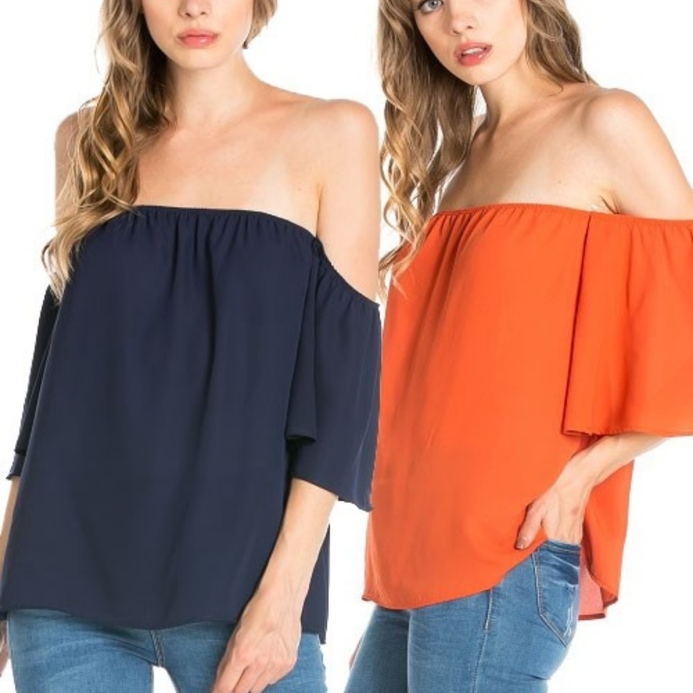 Off the Shoulder Solid Top - Picture 2 of 2